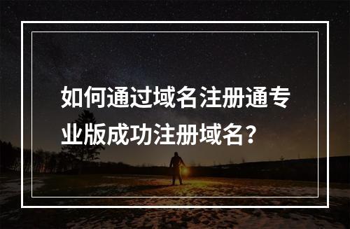 如何通过域名注册通专业版成功注册域名?