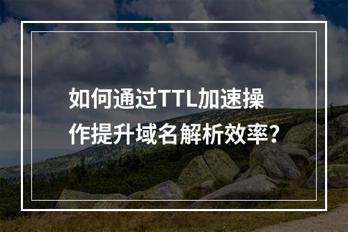 如何通过TTL加速操作提升域名解析效率?