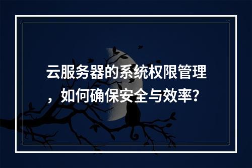 云服务器的系统权限管理,如何确保安全与效率?