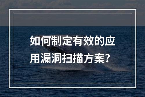 如何制定有效的应用漏洞扫描方案?