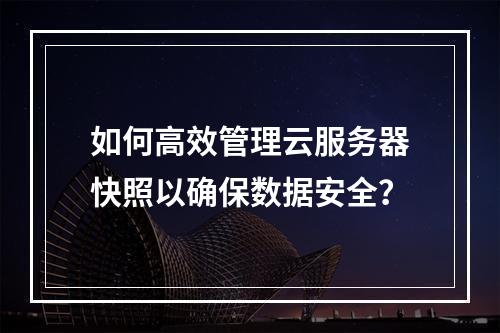 如何高效管理云服务器快照以确保数据安全?