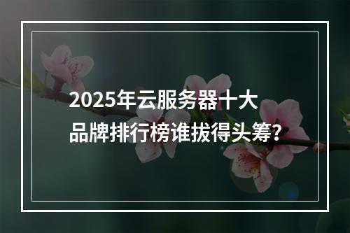 2025年云服务器十大品牌排行榜谁拔得头筹？