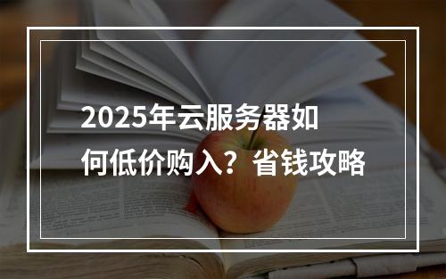 2025年云服务器如何低价购入？省钱攻略