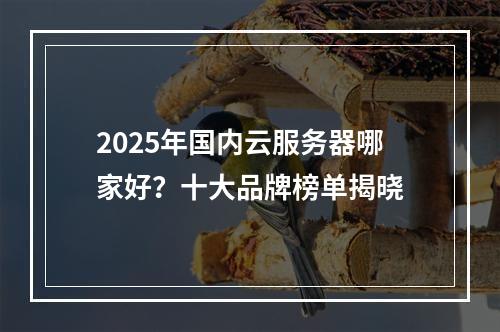 2025年国内云服务器哪家好？十大品牌榜单揭晓
