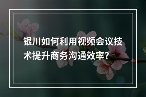 银川如何利用视频会议技术提升商务沟通效率?