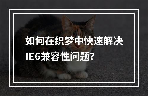 如何在织梦中快速解决IE6兼容性问题?