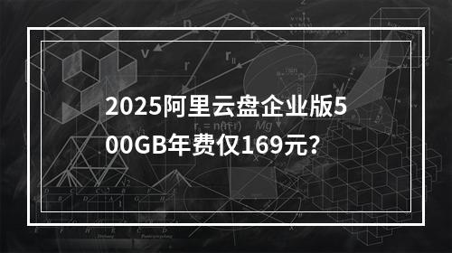 2025阿里云盘企业版500GB年费仅169元？
