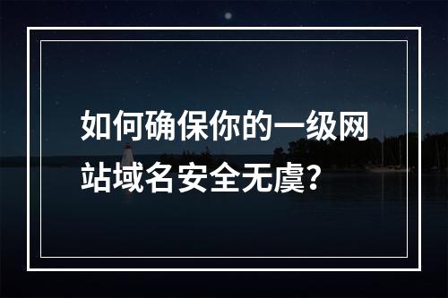 如何确保你的一级网站域名安全无虞?