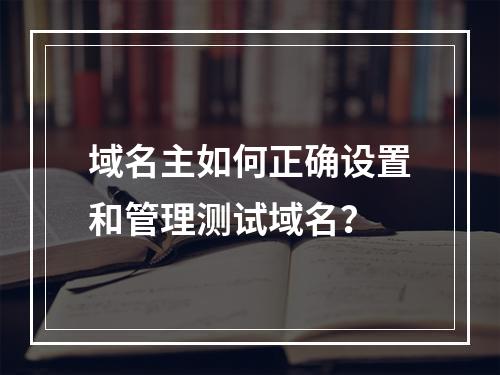 域名主如何正确设置和管理测试域名?