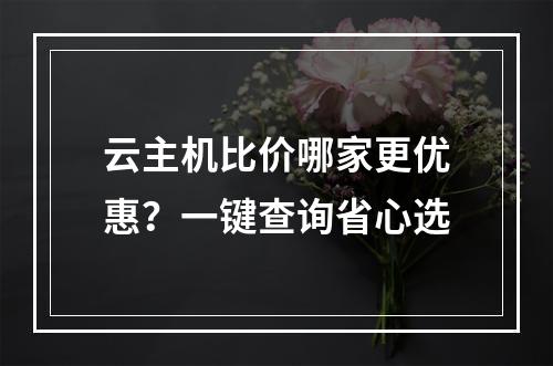 云主机比价哪家更优惠？一键查询省心选