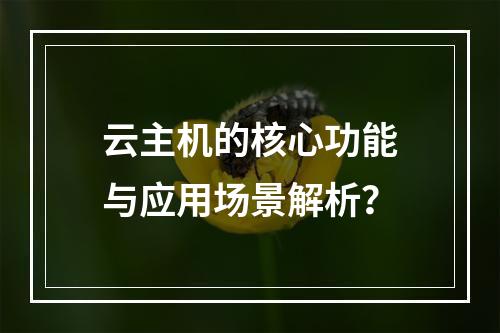 云主机的核心功能与应用场景解析？