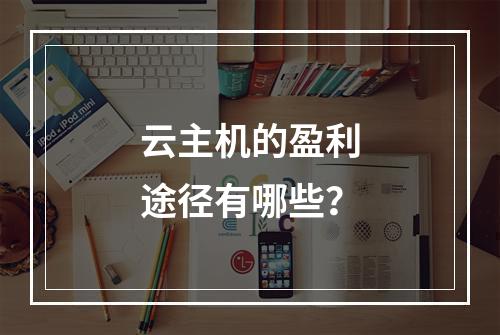 云主机的盈利途径有哪些？