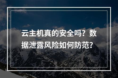 云主机真的安全吗？数据泄露风险如何防范？