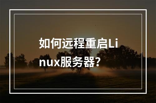 如何远程重启Linux服务器?