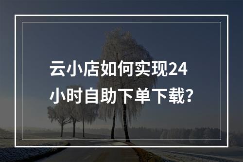 云小店如何实现24小时自助下单下载?