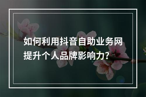 如何利用抖音自助业务网提升个人品牌影响力?