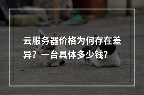 云服务器价格为何存在差异?一台具体多少钱?