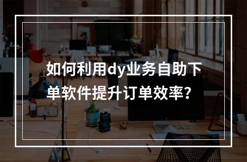 如何利用dy业务自助下单软件提升订单效率?