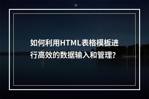 如何利用HTML表格模板进行高效的数据输入和管理?