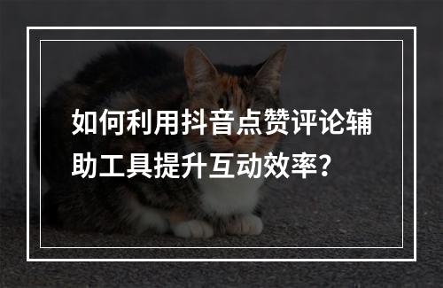 如何利用抖音点赞评论辅助工具提升互动效率?