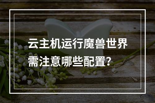 云主机运行魔兽世界需注意哪些配置？