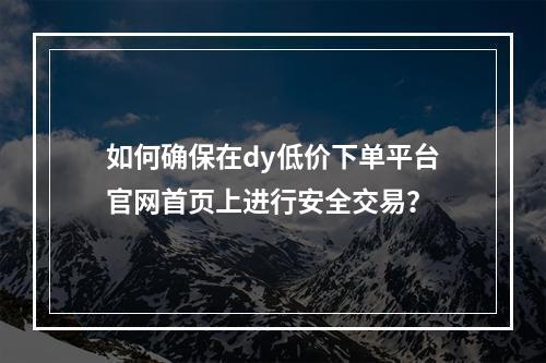 如何确保在dy低价下单平台官网首页上进行安全交易?