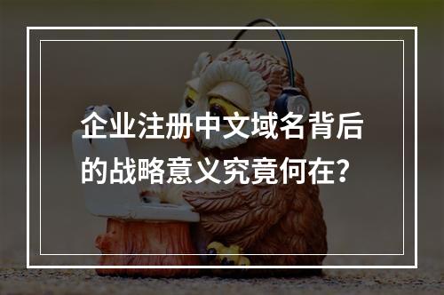 企业注册中文域名背后的战略意义究竟何在?