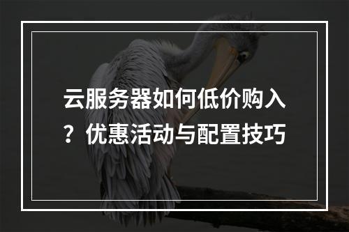 云服务器如何低价购入？优惠活动与配置技巧