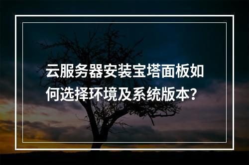 云服务器安装宝塔面板如何选择环境及系统版本？