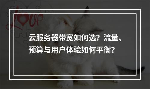 云服务器带宽如何选？流量、预算与用户体验如何平衡？
