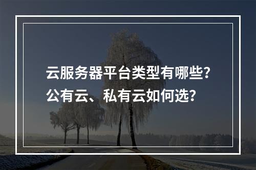 云服务器平台类型有哪些？公有云、私有云如何选？
