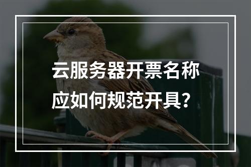 云服务器开票名称应如何规范开具？