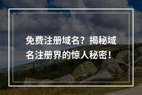 免费注册域名?揭秘域名注册界的惊人秘密!