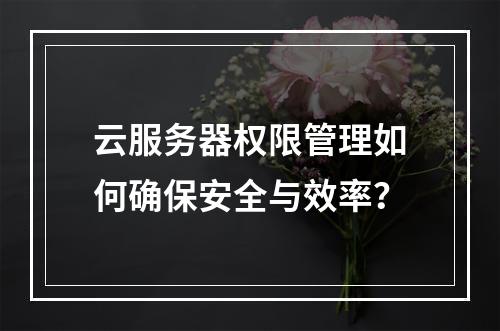 云服务器权限管理如何确保安全与效率？