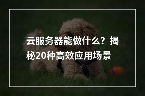 云服务器能做什么？揭秘20种高效应用场景