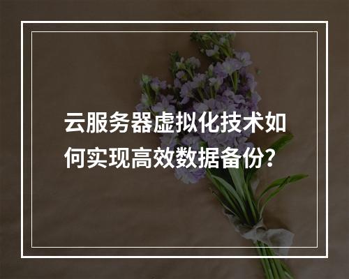 云服务器虚拟化技术如何实现高效数据备份？