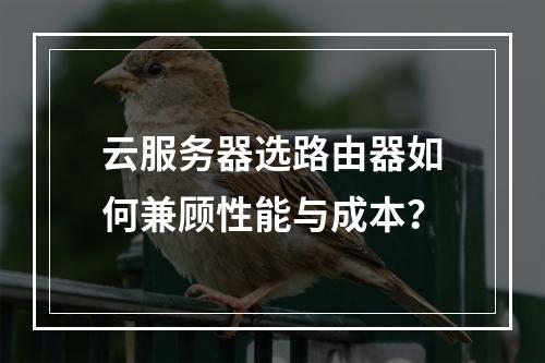 云服务器选路由器如何兼顾性能与成本？