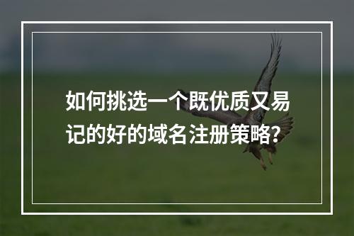 如何挑选一个既优质又易记的好的域名注册策略?