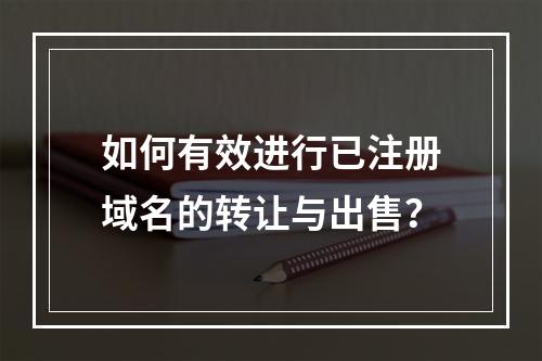 如何有效进行已注册域名的转让与出售?