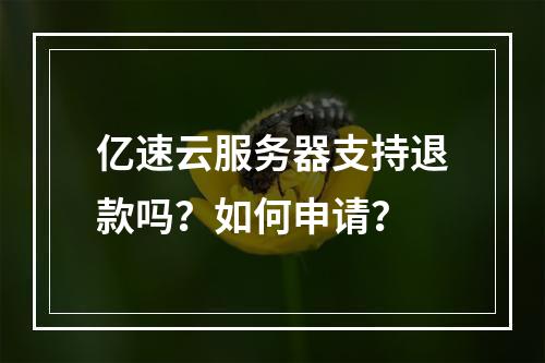 亿速云服务器支持退款吗？如何申请？