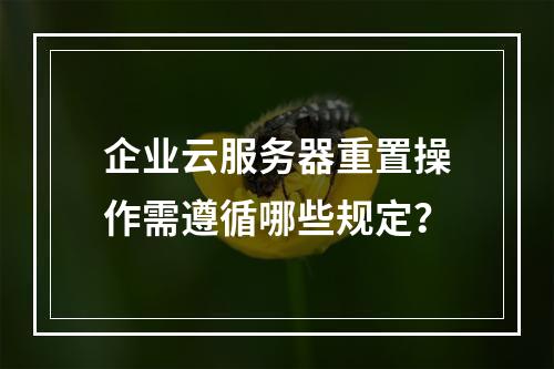 企业云服务器重置操作需遵循哪些规定？