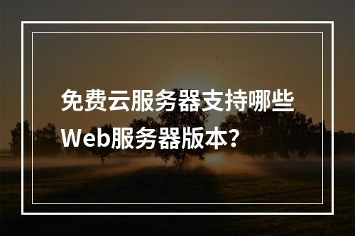 免费云服务器支持哪些Web服务器版本？