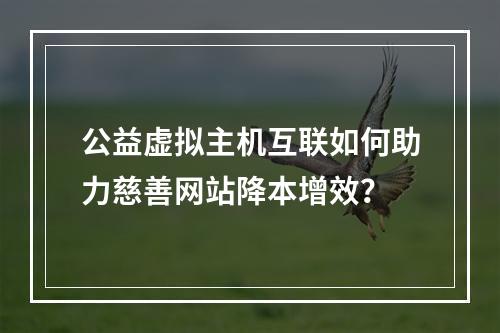 公益虚拟主机互联如何助力慈善网站降本增效？