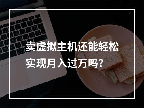 卖虚拟主机还能轻松实现月入过万吗？