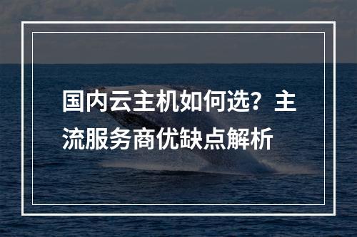 国内云主机如何选？主流服务商优缺点解析