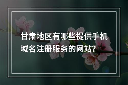 甘肃地区有哪些提供手机域名注册服务的网站?