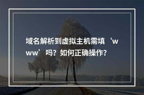 域名解析到虚拟主机需填‘www’吗？如何正确操作？