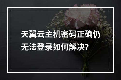 天翼云主机密码正确仍无法登录如何解决？