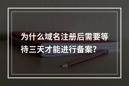 为什么域名注册后需要等待三天才能进行备案?