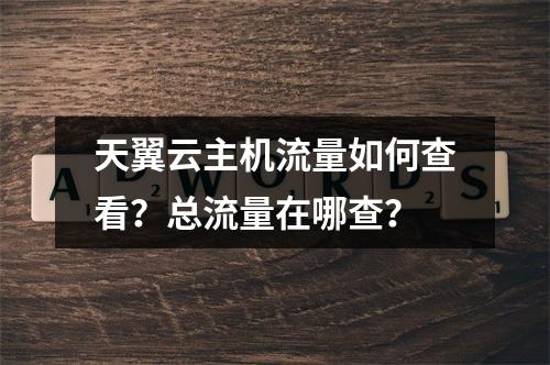 天翼云主机流量如何查看？总流量在哪查？